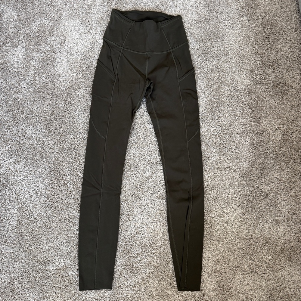 Lululemon Fast and Free Tight II 25" *Non-Reflective Nulux Dark Olive Size 2